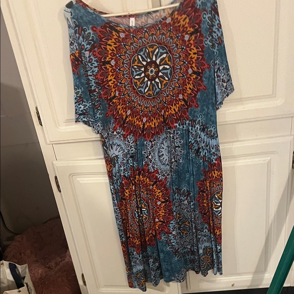 Bohemian Blue and Red Women's Dress